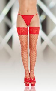 Stockings 5520 - red pończochy kabaretki